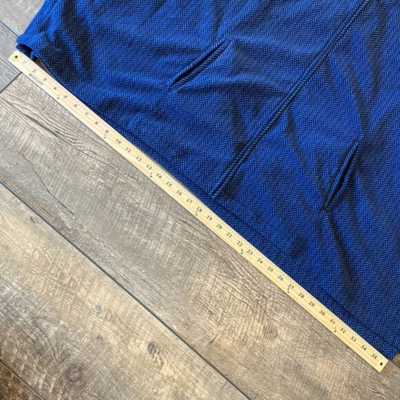 LL BEAN Navy Blue Chevron Fleece Poncho Medium - Picture 5 of 9